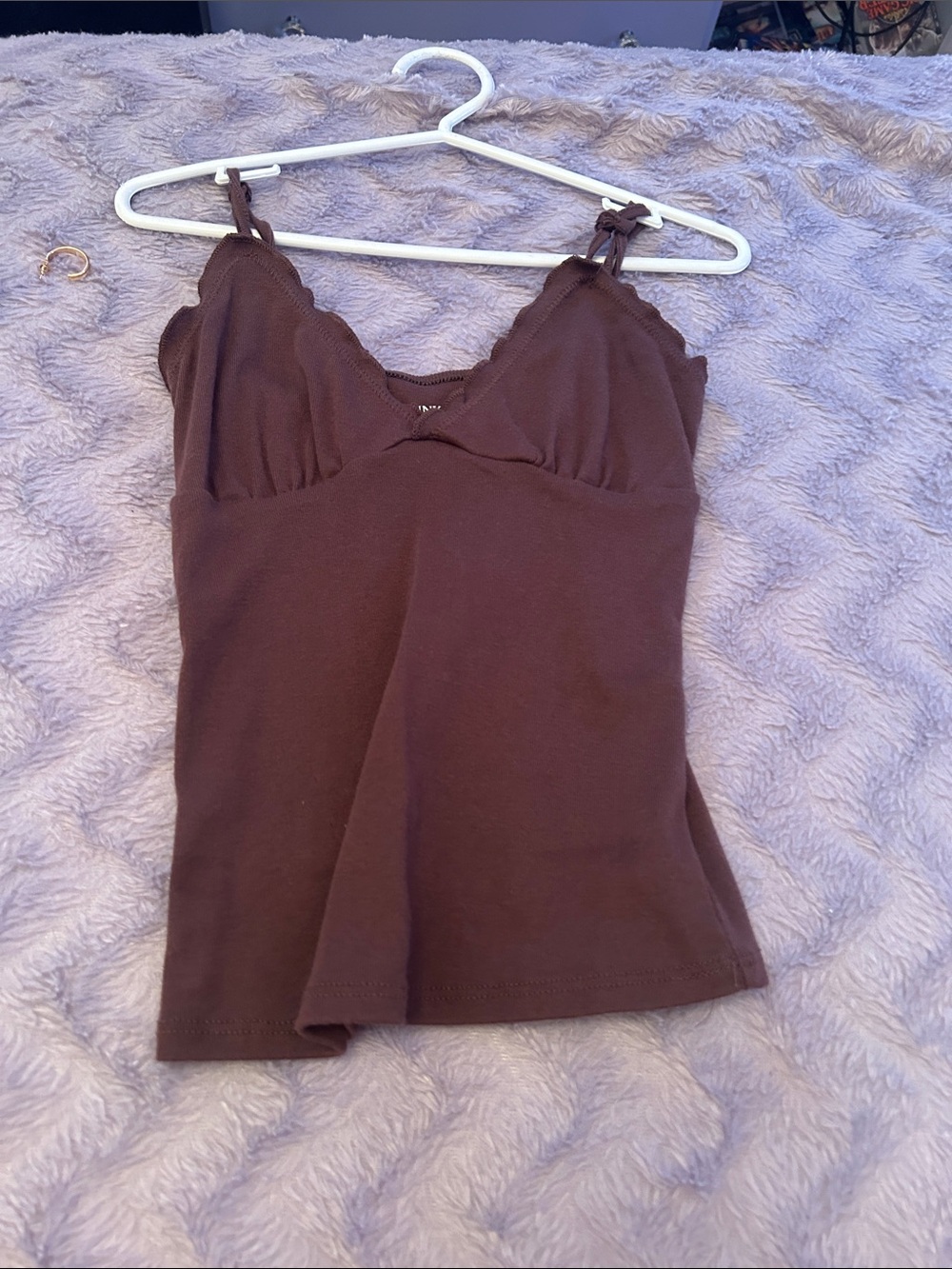 Women’s Brown Lace-Trim Camisole Tank Top